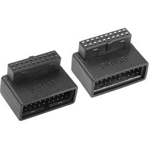2PCS USB 3.0 19/20 Pin 90 Degree Adapte YACSEJAO USB 3.0 90 Degree Male to Female L Turn Right Angle Socket Motherboard Adapter(PH19A+PH19B)