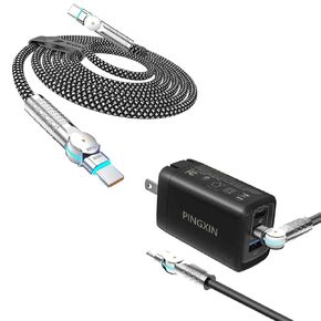 USB C to USB C Cable 10FT 240W Braided Type C Charger Cable & USB C Charger Block 65W,GaN III 3-Port Fast Charging Station
