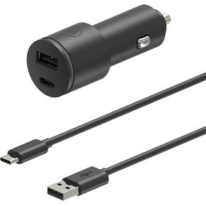 Motorola TurboPower Share Car Charger - 45W Dual Port + 1m USB-A to USB-C Cable