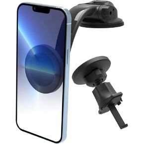 3 in 1 Car Magnetic Phone Holder, iPhone Mount for Dashboard/Windshield/Vent, Adjustable Vehicle Mount Compatible with iPhone 15/14/ 13/12 Series, Magnetic Cases and More Phone