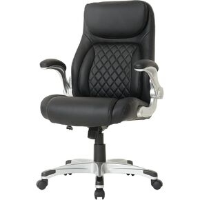 Nouhaus +Posture Ergonomic PU Leather Office Chair. Click5 Lumbar Support with FlipAdjust Armrests. Modern Executive Chair and Computer Desk Chair (Black)