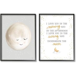 Stupell Industries Adorable I Love You Moon Quote Illustration,Design by House Fenway