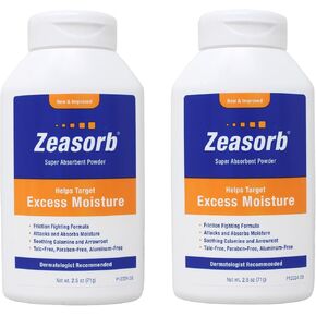 Zeasorb Excess Moisture Powder, 2.5 Ounces, Pack of 2