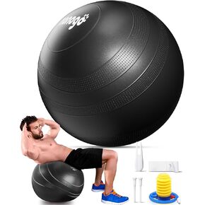 nonogo Anti-Burst Exercise Ball for Working Out - Stability Ball for Yoga, Pregnancy, Physical Therapy, Office Ball Chair Fitness with Pump