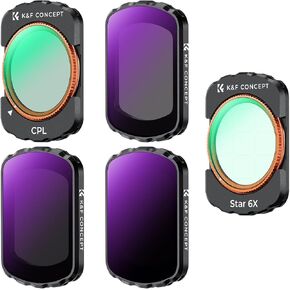 K&F Concept Magnetic 4 Pack ND & CPL Filter Kit + Star Filter Compatible with DJI OSMO Pocket 3, CPL ND16 ND64 ND256 Polarizing Neutral Density Effect Filters