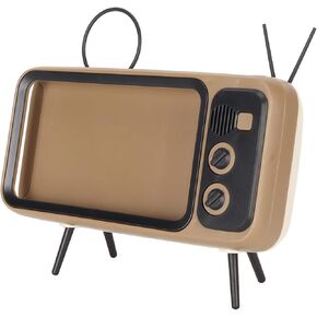 ZJchao TV Style Phone Holder Retro Scratch Decorative Desktop Mobile Phone Stand Coffee Color