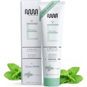 MasterMedi Fluoride Free Nano Hydroxyapatite Toothpaste to Help Remineralizing, Sensitive Teeth, Antiplaque, Whitening. SLS Free, Dentist Recommended – Magic Mint (4 Ounce)