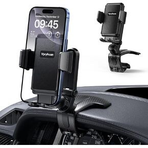 Dashboard Car Phone Holder Mount with Anti-Drop Clip - 360° Rotation Multifunctional Cell Phone Holder Car for iPhone, Samsung, Google and 4-7" Cellphones