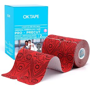 OK TAPE PRO Original Kinesiology Tape Pre-Cut Strips, Latex Free Elastic Athletic Tape Roll, 2in×16ft 2Rolls,Beige+Beige