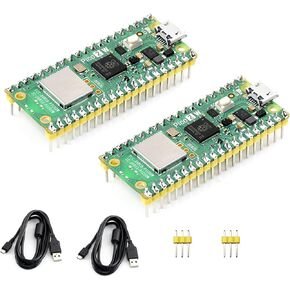 2PCS Pico 2 W with Pre-Soldered Header Compatible with Raspberry Pi Pico 2 W Microcontroller Board, 2.4GHz 802.11n Wireless LAN WiFi 4 and Bluetooth 5.2, RP2350 Dual-Core & Dual-Architecture