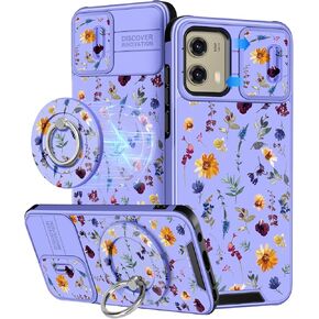 Buleens for Moto G Stylus 5G 2024 Case - with Ring Stand & Camera Cover Aesthetic Cute Designed Women Girls Girly Kawaii Sun Moon Stars Phone Case for Motorola G Stylus 5G 2024 Compatible with Magsafe