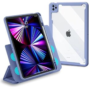 for iPad pro 12.9 inch Case 5th/4th/3rd Generation with Pencil Holder,Removable Magnetic Cover with Removable Magnetic Cover, Portrait and Landscape Stand (Violet, iPad Pro 12.9)