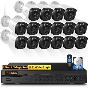 (Full-HD 5MP Definition) Wired Security Camera System Outdoor Home Video Surveillance Cameras Wired CCTV Camera Security System Surveillance Video Equipment Indoor