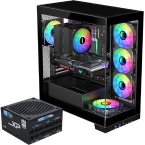 SAMA NEVIEW 4503 Black Airflow Full Tower Gaming Case with SAMA XP850W 850W PSU - Platinum 80+ ATX3.0, Full Modular, Silent Fan, 4X12CM Fans, USB 3.0X2, Type C, 360mm AIO Support
