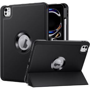 MoKo for New iPad Pro 11 inch Case 2024 M4 (5th Generation) with Pencil Holder, Smart Cover for iPad Pro 11 inch with Soft TPU Back, Hollow Logo/Auto Wake/Sleep, Light Pink