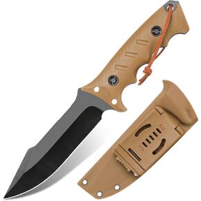 9.84inch Portable Straight Knife, Fixed Blade bushcraft knife, tactical knife Made of D2 Steel, Applies to versatile tool for outdoor tasks