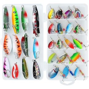 Emprier Fishing Lure Spinnerbait, Trout Salmon Bass Rooster Tail Fishing Lures with Tackle Boxes