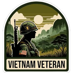 Vietnam Veteran Sticker 4 Inch - Waterproof Vinyl Decal for Laptop Water Bottle Car Tumbler - Durable Funny Aesthetic Long-Lasting Stickers for Adults ID44990