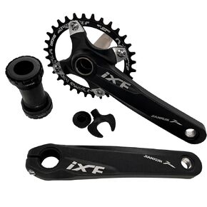 Bike Crank Arm Set 170mm 104 BCD with Bottom Bracket Kit and Oval Chainring Bolts for MTB BMX Road Bicycle (Oval)
