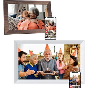 Frameo Digital Picture Frame 2 Pack, 1pc 10.1inch 1280 * 800 Digital Photo Frame 16GB Memory, 1pc 15.6inch Photo Frame Electronic 32GB Memory, 1920 * 1080 Touch Screen, Auto-Rotate, Share Photo Video