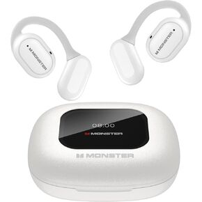 Monster Open Ear Headphones Touch Screen Earbuds, Bluetooth Earbuds, Wireless Ear Buds Support TF Card, EQ Modes, Comfort Fit, IPX5, 30H Playback, White
