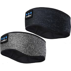 MUSICOZY Sleep Headphones Bluetooth Headband, Wireless Music Sleeping Headphones Sleep Mask Earbuds IPX6 Waterproof with Mic for Side Sleepers Workout Running Travel Yoga, Pack of 2
