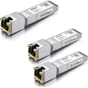 [Pack of 3] 1.25/2.5/5/10G-T SFP+ to RJ45 CAT.6a Copper Transceiver, Auto-Negotiation SFP+ Ethernet Module, up to 30-Meter, for Cisco SFP-10G-T-X, Ubiquiti UniFi UF-RJ45-10G, Netgear AXM765