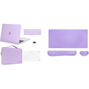 MOSISO Keyboard Mouse Pad Set,Large Gaming Mouse Pad&Wrist Rest Support&Compatible with MacBook Pro 13 inch Case M2 M1 2023-2016, Bag&Keyboard Skin&Webcam Cover&Screen Protector,Light Purple