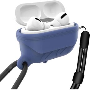 HUABERICH for AirPods Pro 2 Case Waterproof, Anti-Lost Silicone Case, Wireless Charging, LED Visible, with Carabiner and Lanyard Compatible with for AirPods Pro 2nd Generation. (Blue)