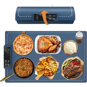 Food Warming Mat for Buffet Electric Warming Tray Upgrade High-tech Graphene Heating Film Adjustable Temperature and Timer, 10s Fast Full Surface Heating Mat Warming Trays for Parties Buffet 24x15in