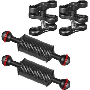 2PCS Carbon Fiber Float Arm & 2PCS 1'' Aluminum Ball Clamp Mount