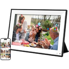 10.1" Digital Picture Frame Bundle, HD Touch Screen, Instant Photo & Video Sharing, AI Enhanced Old Photos, Remote Preload, Energy-Saving, Black & White Style