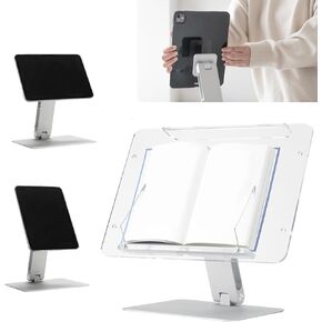 MITER 2-in-1 Magnetic Book & Tablet Stand – Detachable Acrylic Holder for Paper Books, Magnetic Mount for iPhone, iPad, Galaxy, Kindle, Boox, e-Reader Adjustable Innovative-Stand