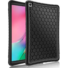 Fintie Silicone Case for Samsung Galaxy Tab A 10.1 2019 Model SM-T510/T515/T517, Honey Comb Series Kids Friendly Light Weight Shock Proof Protective Cover, Black