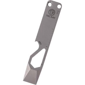 TACRAY Emergency Multitool, Titanium Pocket Pry Bar with Bottle Opener, Screw Drivers, Spanners & Staight Scale/Ruler, EDC Pry Bar with Clip