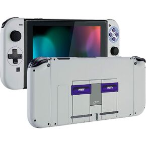 eXtremeRate Soft Touch Grip Back Plate for Nintendo Switch Console, NS Joycon Housing Shell (D-Pad Version) with Full Set Buttons, DIY Replacement Shell for Nintendo Switch - Classics SNES Style