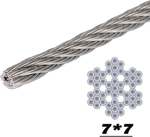 1/8" Stainless Steel Cable 500FT Wire Rope Cable T316(Marine Grade) 7x7 Strands Cable for Stair Fence Deck Railing, Black in Kuwait