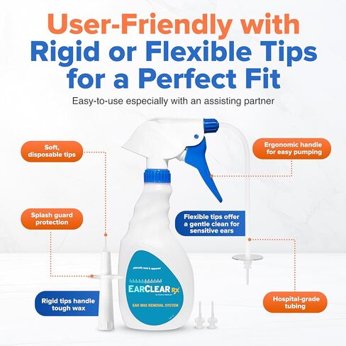 مجموعة تنظيف الأذن من Nuance Medical EarClear Rx - مجموعة رؤوس مرنة مع قلم منظار الأذن وحوض و20 نصيحة للاستعمال مرة واحدة ومنشفة من الألياف الدقيقة in Kuwait