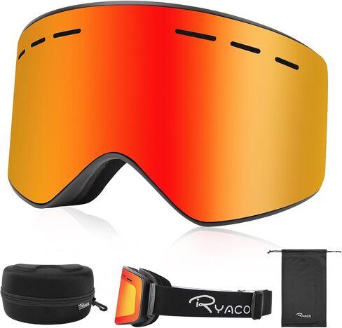 Ryaco Ski Snowboard Goggles, OTG Anti Fog Interchangeable Magnetic Lens, 100% UV Protection, for Men Women Youth Adult in Kuwait