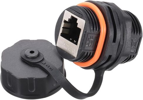 Meccanixity RJ45 Panel Mount Acpler ، IP68 Plane Industrial Panel Mount Bulkhead Ethernet LAN تمريرة من خلال موصل CAT5/CAT5E/CAT6A (Orange ، حزمة 1) in Saudi Arabia