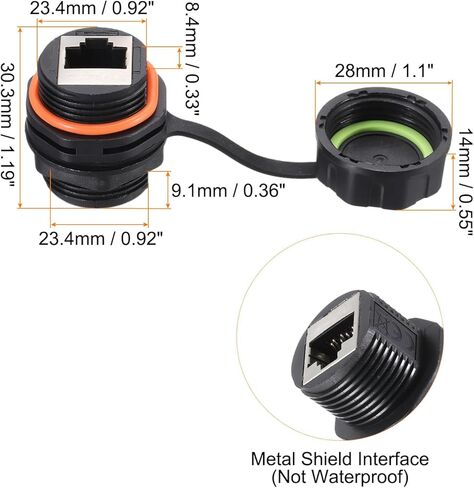 Meccanixity RJ45 Panel Mount Acpler ، IP68 Plane Industrial Panel Mount Bulkhead Ethernet LAN تمريرة من خلال موصل CAT5/CAT5E/CAT6A (Orange ، حزمة 1) in Saudi Arabia