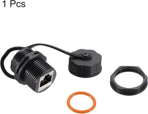 Meccanixity RJ45 Panel Mount Acpler ، IP68 Plane Industrial Panel Mount Bulkhead Ethernet LAN تمريرة من خلال موصل CAT5/CAT5E/CAT6A (Orange ، حزمة 1) in Saudi Arabia