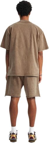 Aelfric Eden Mens Cotton Wash Solid T-Shirts Oversized Unisex Short Sleeve Streetwear Rap Hip Hop Basic Tee Tops in Kuwait