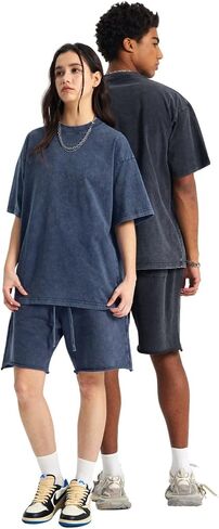 Aelfric Eden Mens Cotton Wash Solid T-Shirts Oversized Unisex Short Sleeve Streetwear Rap Hip Hop Basic Tee Tops in Saudi Arabia