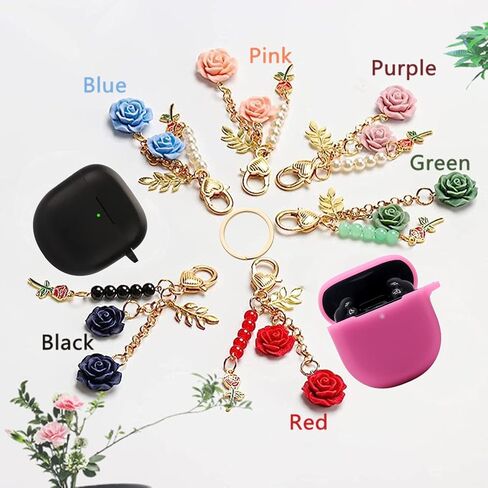 Case for Bose QuietComfort Earbuds II Case Cover 2022, Cute Bose Earbuds 2 Soft Silicone Skin Shockproof Protective Cover for New Bose Earbuds II Case with Carabiner Keychain for Women Girls (Black) in Kuwait
