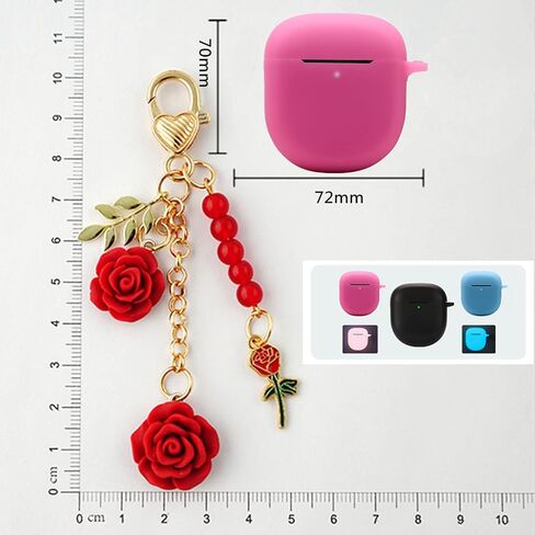 Case for Bose QuietComfort Earbuds II Case Cover 2022, Cute Bose Earbuds 2 Soft Silicone Skin Shockproof Protective Cover for New Bose Earbuds II Case with Carabiner Keychain for Women Girls (Black) in Kuwait