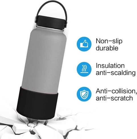 Straw Lid for Hydro Flask Wide Mouth Water Bottle, Top Lids with Straw Compatible with Hydroflask 32 40 oz, Replacement Cap Straws Flip Lid Flex Handle (Black) in Kuwait