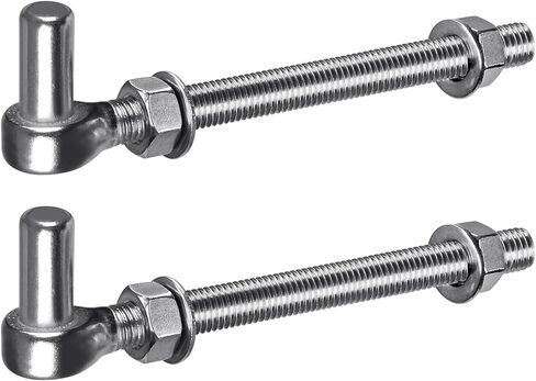 M12 x 10'' J Bolt Gate Hinge, 304 Stainless Steel Gate Hinges with 5/8" Male Pin, 2pcs Farm Gate Hinges for Chain Link Fence, Non Welded Gate Hardwares up to 500 lbs (Washers & Nuts Included) in Kuwait