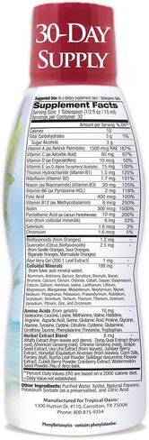 Tropical Oasis Adult Liquid Multivitamin -Liquid Multi-Vitamin and Mineral Supplement with 125 Total Nutrients Including; 85 Vitamins & Minerals, 23 Amino Acids, and 18 Herbs - 16 fl oz, 32 serv in Kuwait