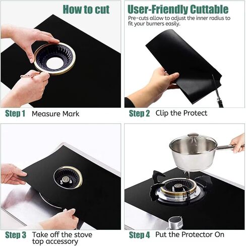 3-Piece Set of Gas Stove Guards, Easy-Clean and Reusable Stove Surface Shields, Heat-Resistant Liners for Gas Range, Protective Burner Covers for Gas Stovetop in Saudi Arabia